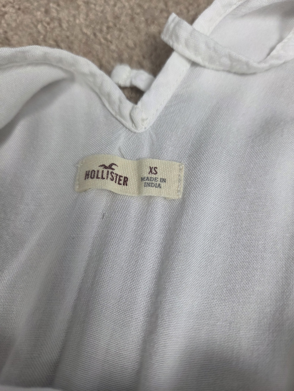 Hollister White Gauzy Halter Top with Subtle Embroidery - Picture 2 of 7